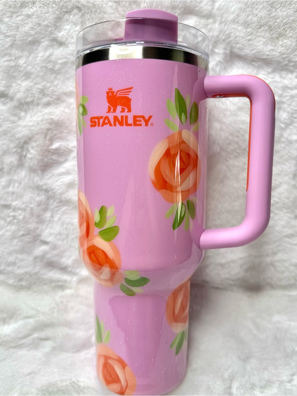 Handpainted Floral Stanley Quencher 40 oz